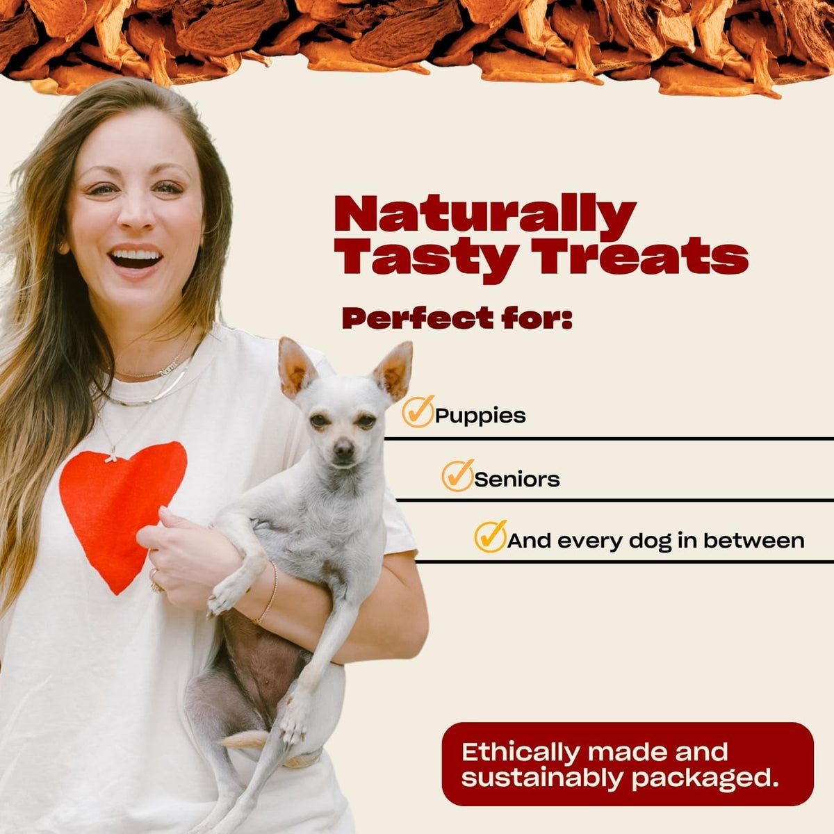 ! Soft Beef Jerky Dog Treats, Free-Range Beef, 6 oz