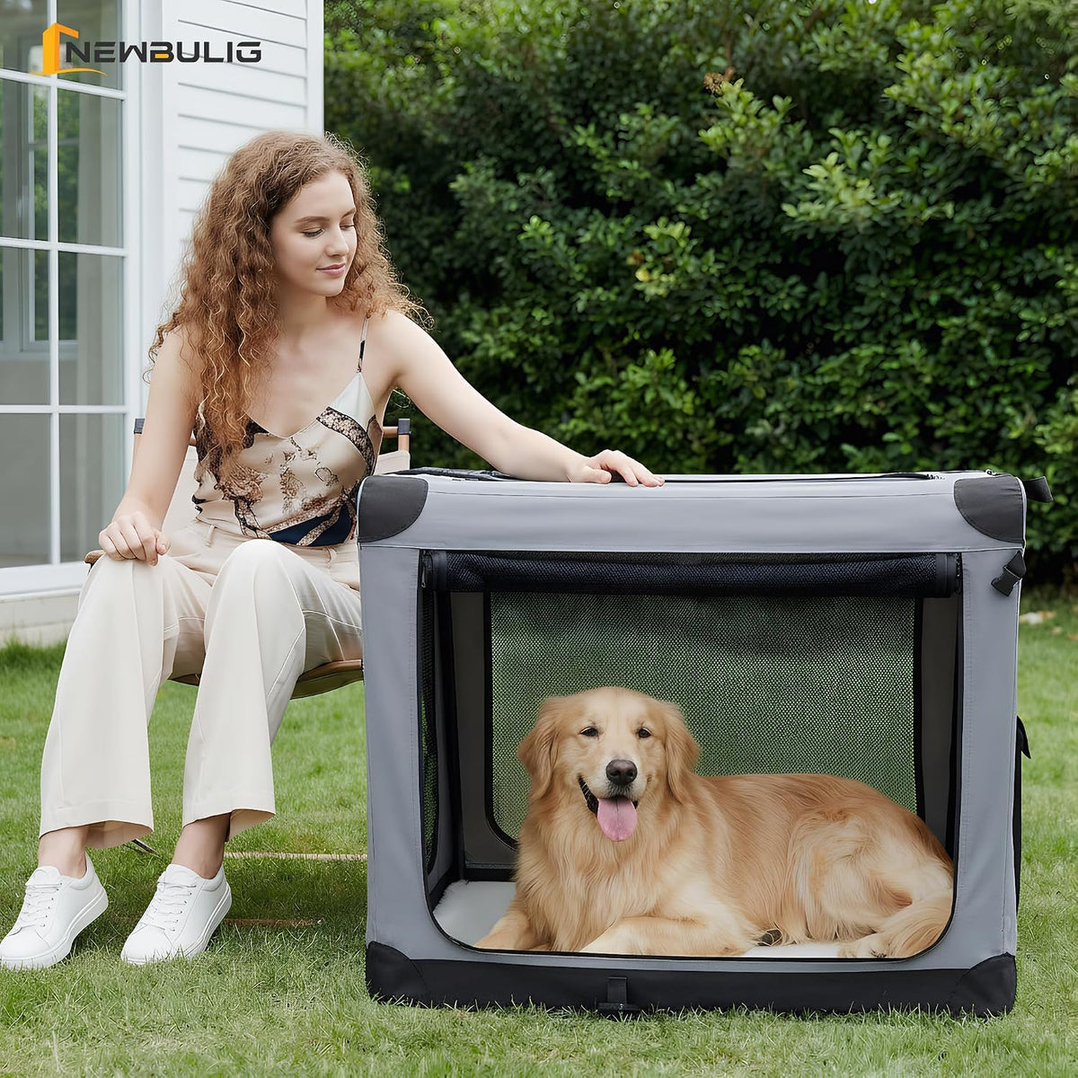 Soft Cat Carrier 36 Inch, Foldable Large Dog Crate Kennel