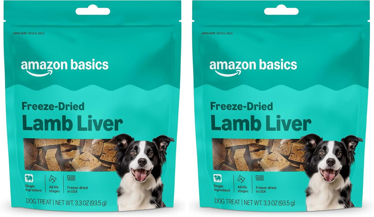 Freeze-Dried Raw Single Ingredient Dog Treats, Lamb Liver, High Protein, Healthy Training Treats or Meal Topper for all Dogs, Grain-Free, 3.3oz (Previously Wag)