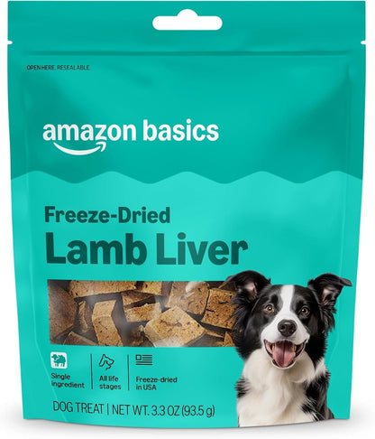 Freeze-Dried Raw Single Ingredient Dog Treats, Lamb Liver, High Protein, Healthy Training Treats or Meal Topper for all Dogs, Grain-Free, 3.3oz (Previously Wag)