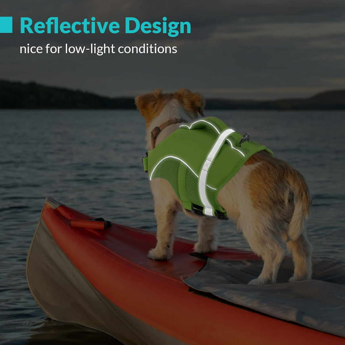 Adjustable Ripstop Dog Life Vest for Swimming & Boating, Lifesaver with Superior Buoyancy & Rescue Handle, Green, M