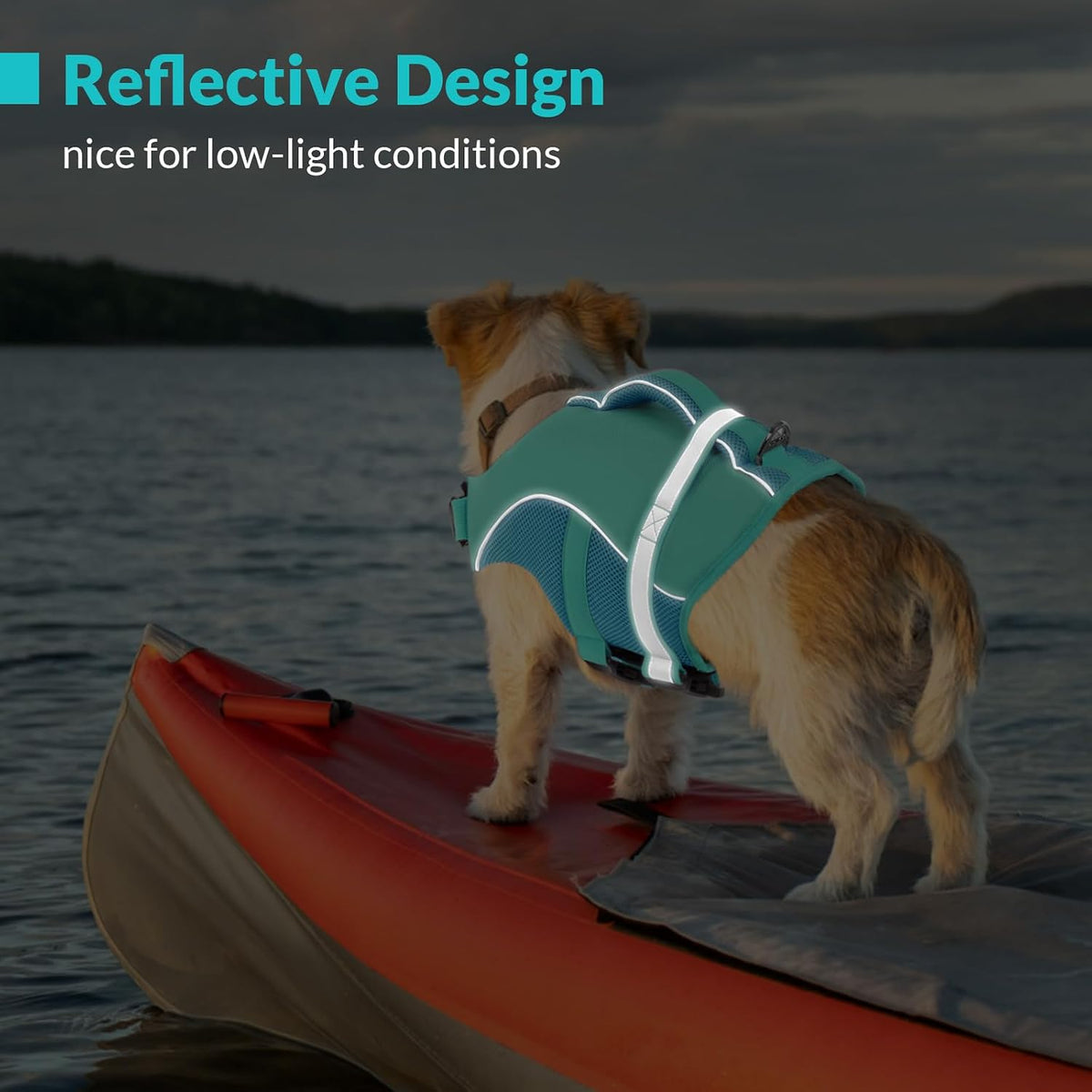 Adjustable Ripstop Dog Life Vest for Swimming & Boating, Lifesaver with Superior Buoyancy & Rescue Handle, Green, M