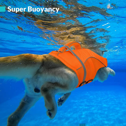 Adjustable Ripstop Dog Life Vest for Swimming & Boating, Lifesaver with Superior Buoyancy & Rescue Handle, Green, M