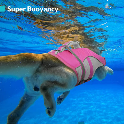 Adjustable Ripstop Dog Life Vest for Swimming & Boating, Lifesaver with Superior Buoyancy & Rescue Handle, Green, M
