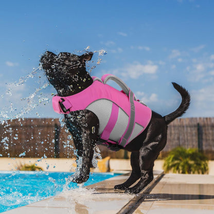 Adjustable Ripstop Dog Life Vest for Swimming & Boating, Lifesaver with Superior Buoyancy & Rescue Handle, Green, M