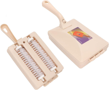 Carpet Floor Sweeper Manual with Horsehair, Sweep Carpet and Floor Sweeper with Dual Rotating System and 2 Corner Brushes for Cleaning Pet Hair, Loose Debris, Lint