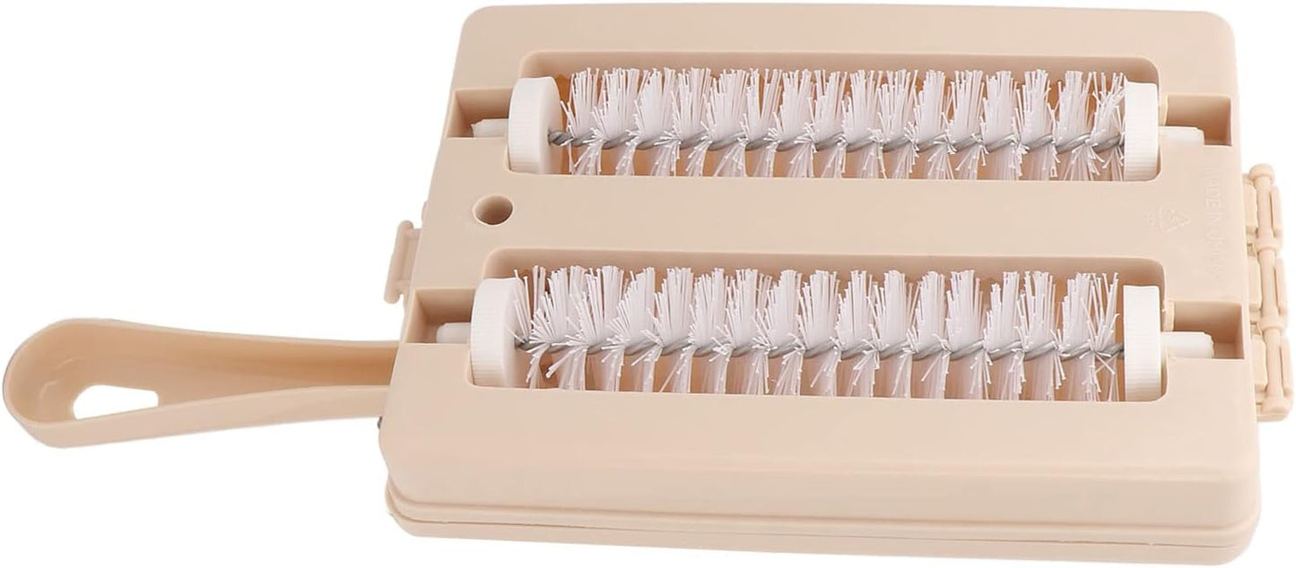 Carpet Floor Sweeper Manual with Horsehair, Sweep Carpet and Floor Sweeper with Dual Rotating System and 2 Corner Brushes for Cleaning Pet Hair, Loose Debris, Lint