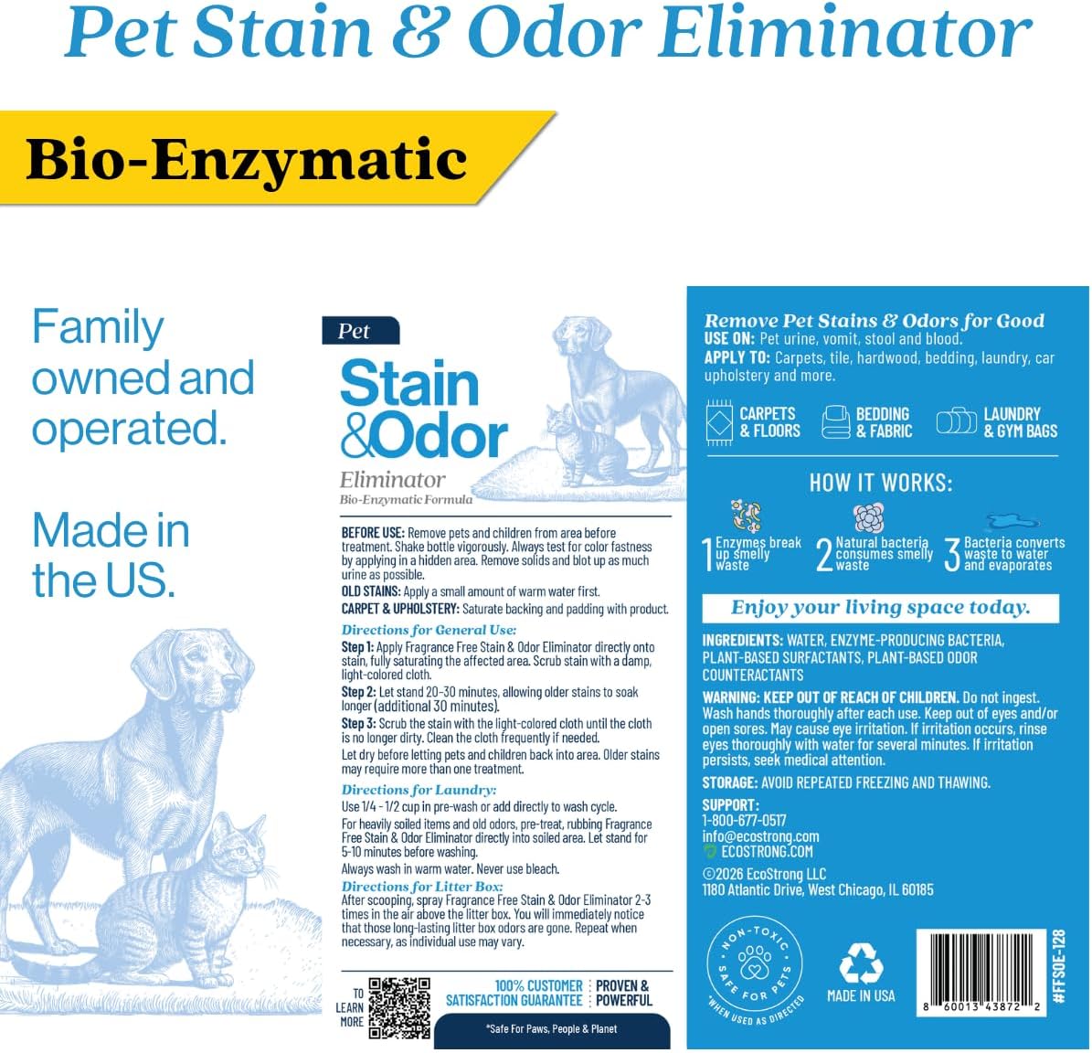 Pet Stain and Odor Remover - Cat Urine Enzyme Cleaner Destroyer, Urine Destroyer for Dogs, Pet Urine Enzyme Cleaner - 128 Oz