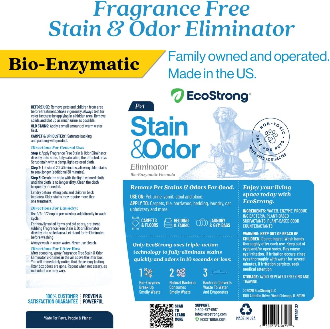 Pet Stain and Odor Remover - Cat Urine Enzyme Cleaner Destroyer, Urine Destroyer for Dogs, Pet Urine Enzyme Cleaner - 128 Oz