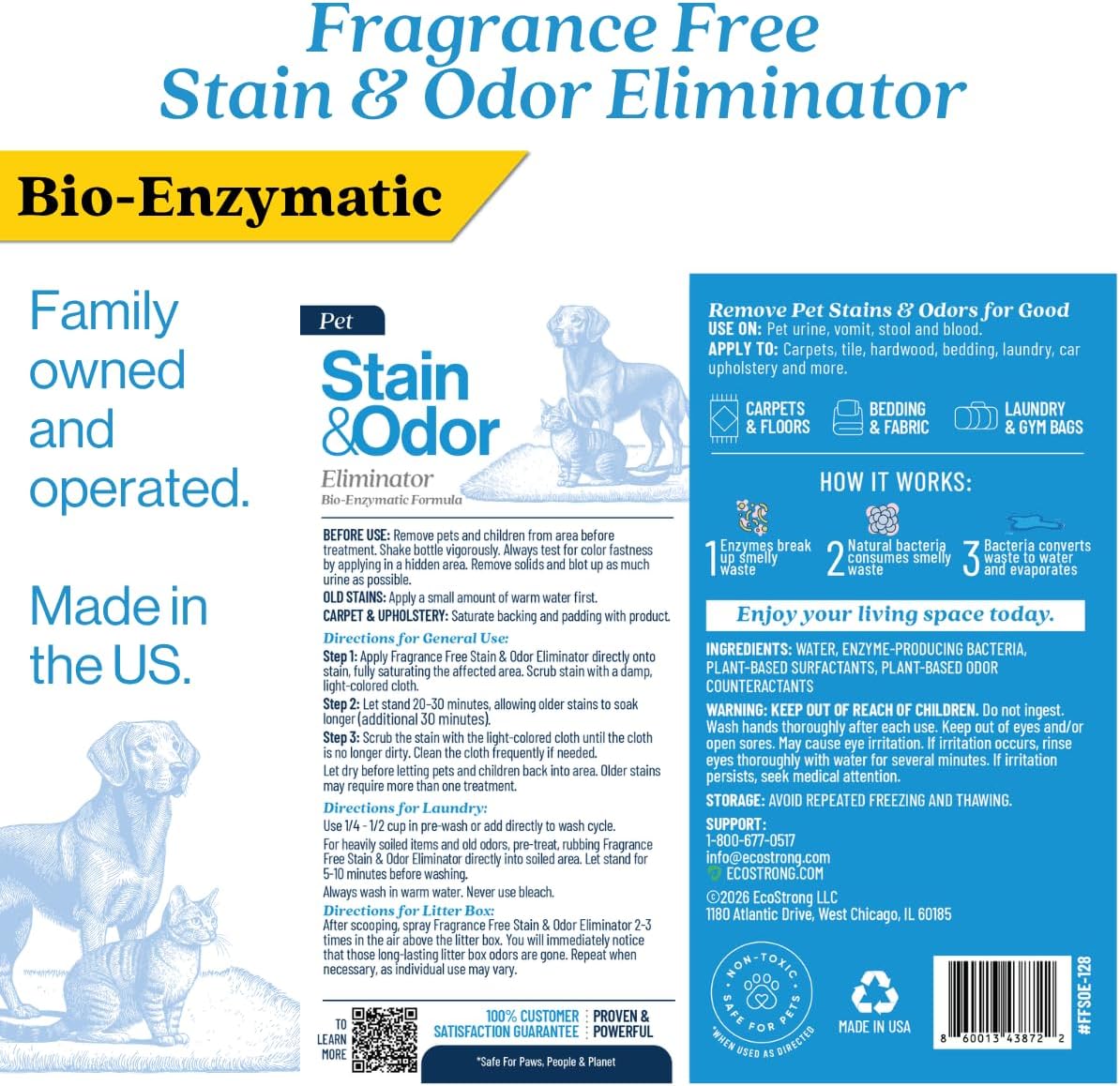 Pet Stain and Odor Remover - Cat Urine Enzyme Cleaner Destroyer, Urine Destroyer for Dogs, Pet Urine Enzyme Cleaner - 128 Oz