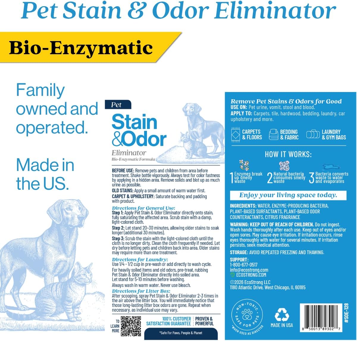 Pet Stain and Odor Remover - Cat Urine Enzyme Cleaner Destroyer, Urine Destroyer for Dogs, Pet Urine Enzyme Cleaner - 128 Oz