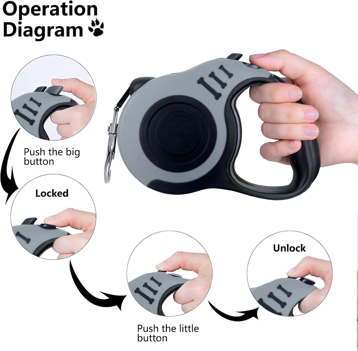 Retractable Dog Leash 10ft, Tangle-Free Expandable Leash for Small Dogs Up to 22lbs, Easy-Adjust Lock & Anti-Slip Handle for Safe Walks