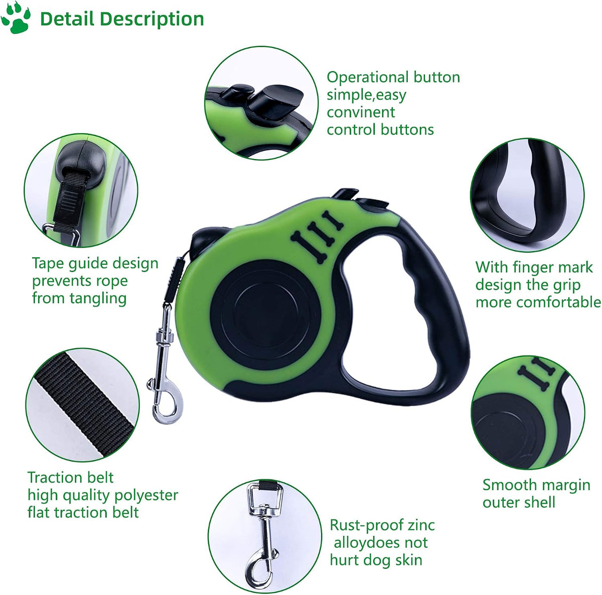 Retractable Dog Leash 10ft, Tangle-Free Expandable Leash for Small Dogs Up to 22lbs, Easy-Adjust Lock & Anti-Slip Handle for Safe Walks