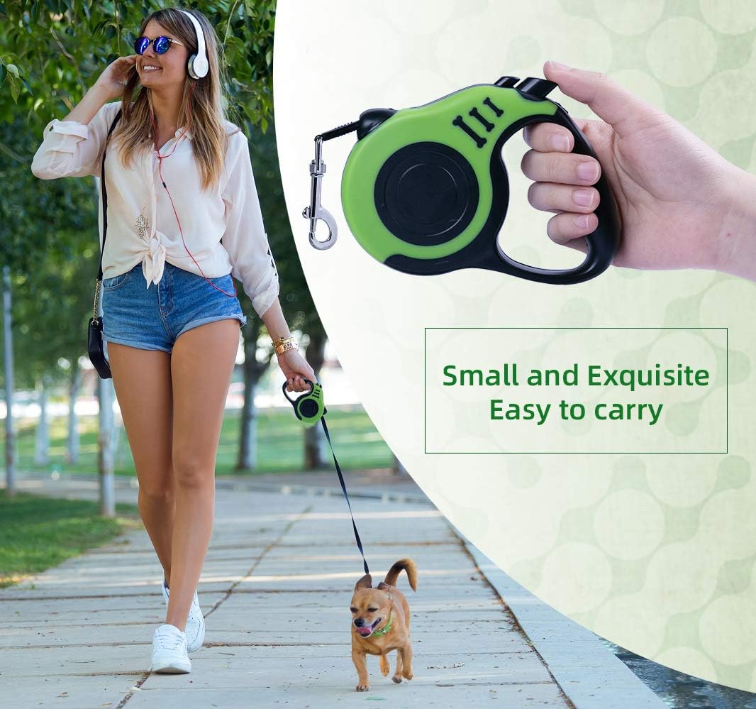 Retractable Dog Leash 10ft, Tangle-Free Expandable Leash for Small Dogs Up to 22lbs, Easy-Adjust Lock & Anti-Slip Handle for Safe Walks