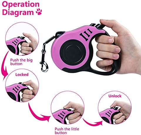 Retractable Dog Leash 10ft, Tangle-Free Expandable Leash for Small Dogs Up to 22lbs, Easy-Adjust Lock & Anti-Slip Handle for Safe Walks