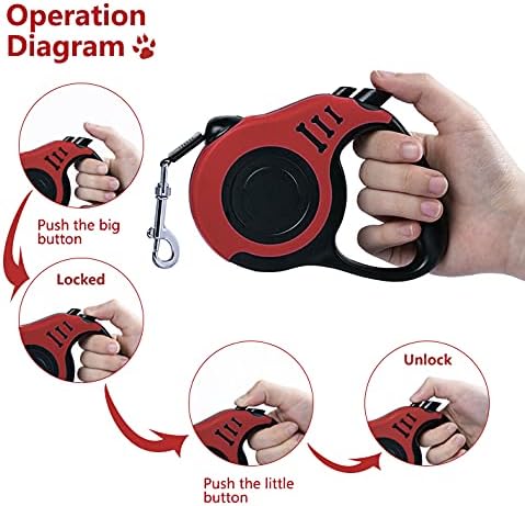 Retractable Dog Leash 10ft, Tangle-Free Expandable Leash for Small Dogs Up to 22lbs, Easy-Adjust Lock & Anti-Slip Handle for Safe Walks