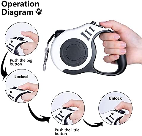 Retractable Dog Leash 10ft, Tangle-Free Expandable Leash for Small Dogs Up to 22lbs, Easy-Adjust Lock & Anti-Slip Handle for Safe Walks