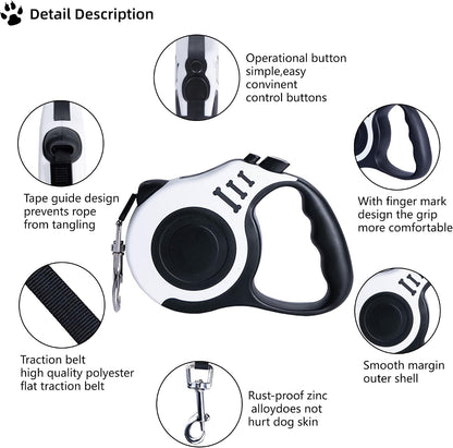 Retractable Dog Leash 10ft, Tangle-Free Expandable Leash for Small Dogs Up to 22lbs, Easy-Adjust Lock & Anti-Slip Handle for Safe Walks