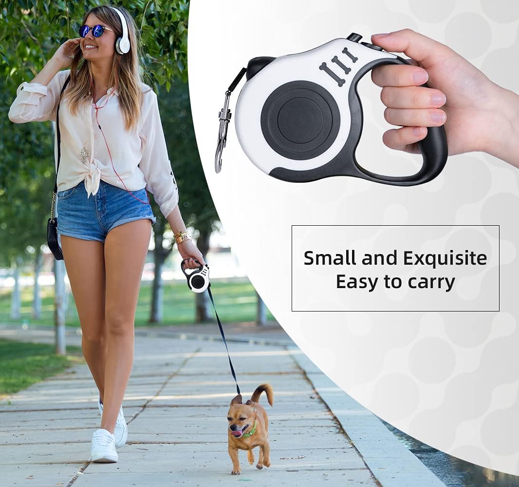 Retractable Dog Leash 10ft, Tangle-Free Expandable Leash for Small Dogs Up to 22lbs, Easy-Adjust Lock & Anti-Slip Handle for Safe Walks