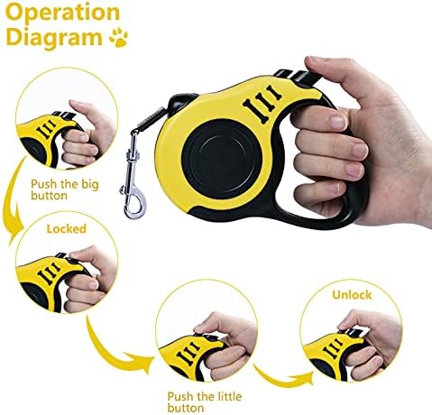 Retractable Dog Leash 10ft, Tangle-Free Expandable Leash for Small Dogs Up to 22lbs, Easy-Adjust Lock & Anti-Slip Handle for Safe Walks
