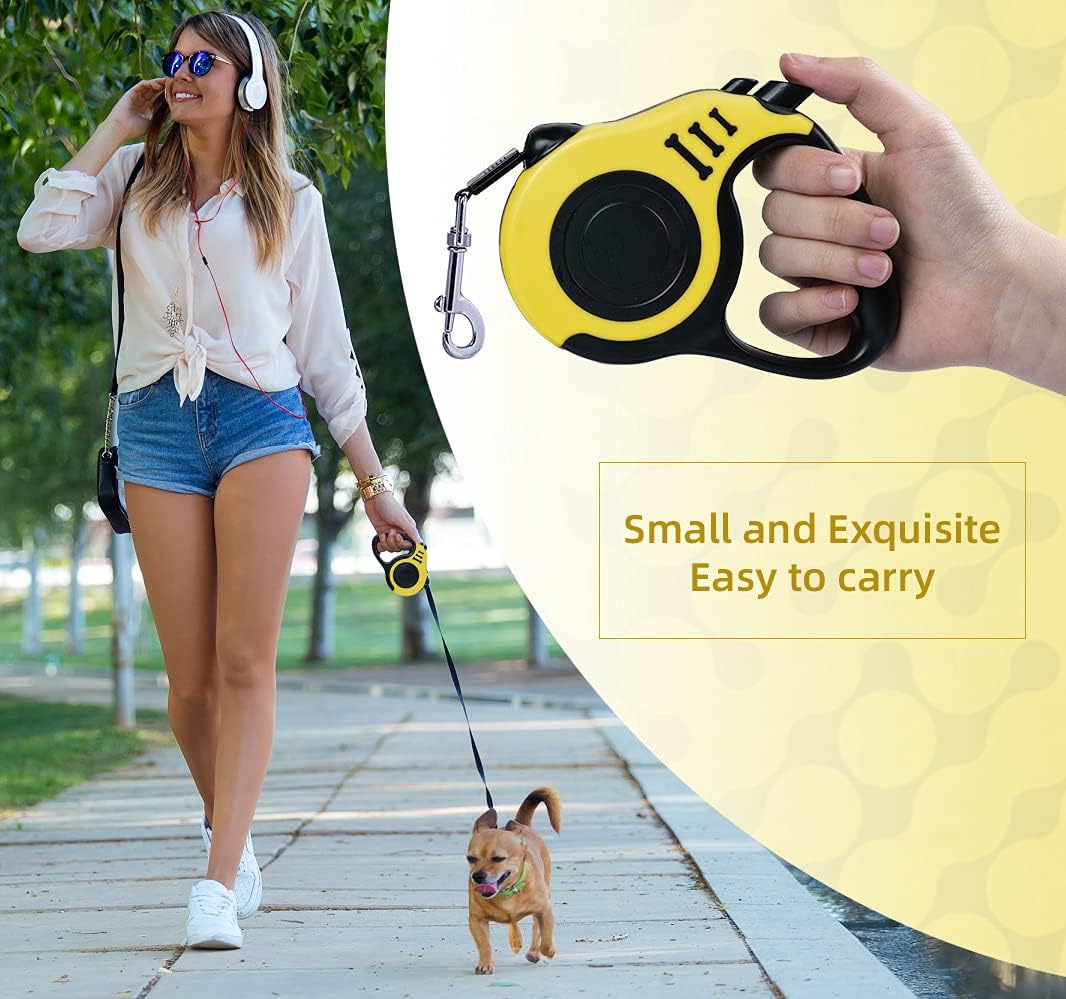 Retractable Dog Leash 10ft, Tangle-Free Expandable Leash for Small Dogs Up to 22lbs, Easy-Adjust Lock & Anti-Slip Handle for Safe Walks