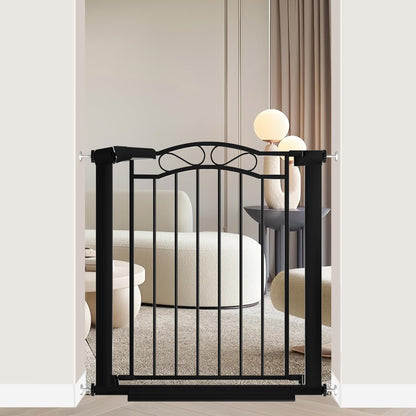 76.4"-81.8" Extra Wide Baby Gate for Stairs Doorways, Pressure Mount Pet Gate Auto Close Safety Child Gate, Long Large Dog Gate Indoor for House, 77 78 79 80 81 Inches Wide, Black