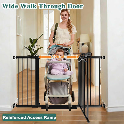 76.4"-81.8" Extra Wide Baby Gate for Stairs Doorways, Pressure Mount Pet Gate Auto Close Safety Child Gate, Long Large Dog Gate Indoor for House, 77 78 79 80 81 Inches Wide, Black