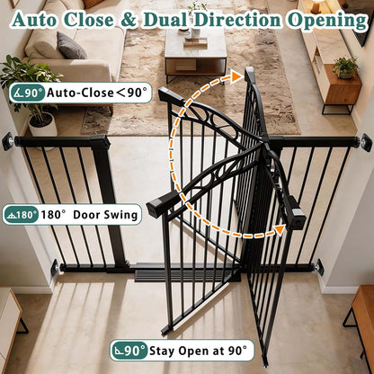 76.4"-81.8" Extra Wide Baby Gate for Stairs Doorways, Pressure Mount Pet Gate Auto Close Safety Child Gate, Long Large Dog Gate Indoor for House, 77 78 79 80 81 Inches Wide, Black
