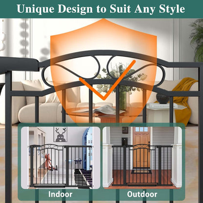 76.4"-81.8" Extra Wide Baby Gate for Stairs Doorways, Pressure Mount Pet Gate Auto Close Safety Child Gate, Long Large Dog Gate Indoor for House, 77 78 79 80 81 Inches Wide, Black
