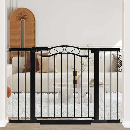 76.4"-81.8" Extra Wide Baby Gate for Stairs Doorways, Pressure Mount Pet Gate Auto Close Safety Child Gate, Long Large Dog Gate Indoor for House, 77 78 79 80 81 Inches Wide, Black