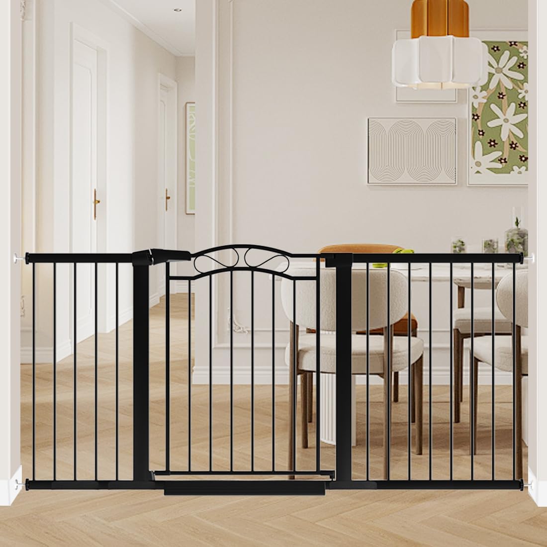 76.4"-81.8" Extra Wide Baby Gate for Stairs Doorways, Pressure Mount Pet Gate Auto Close Safety Child Gate, Long Large Dog Gate Indoor for House, 77 78 79 80 81 Inches Wide, Black