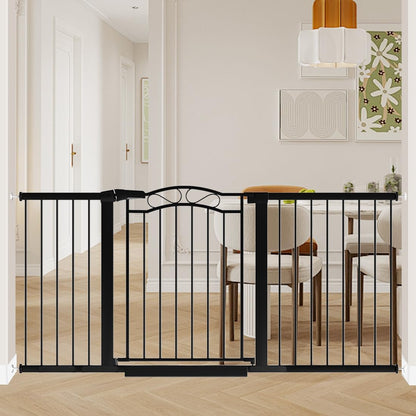 76.4"-81.8" Extra Wide Baby Gate for Stairs Doorways, Pressure Mount Pet Gate Auto Close Safety Child Gate, Long Large Dog Gate Indoor for House, 77 78 79 80 81 Inches Wide, Black