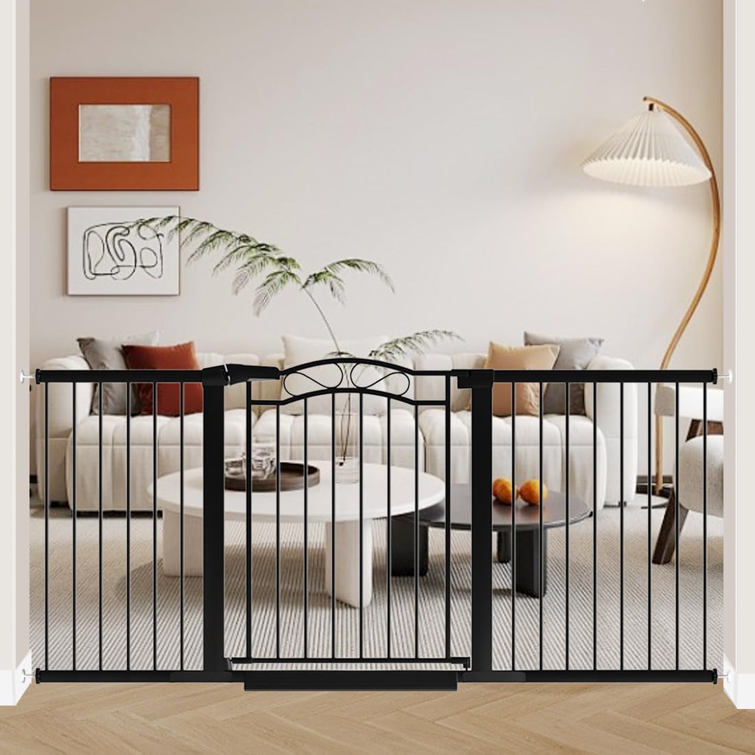 76.4"-81.8" Extra Wide Baby Gate for Stairs Doorways, Pressure Mount Pet Gate Auto Close Safety Child Gate, Long Large Dog Gate Indoor for House, 77 78 79 80 81 Inches Wide, Black