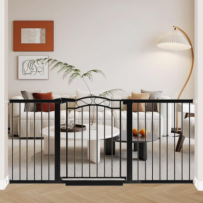 76.4"-81.8" Extra Wide Baby Gate for Stairs Doorways, Pressure Mount Pet Gate Auto Close Safety Child Gate, Long Large Dog Gate Indoor for House, 77 78 79 80 81 Inches Wide, Black