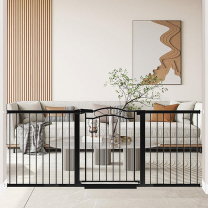 76.4"-81.8" Extra Wide Baby Gate for Stairs Doorways, Pressure Mount Pet Gate Auto Close Safety Child Gate, Long Large Dog Gate Indoor for House, 77 78 79 80 81 Inches Wide, Black