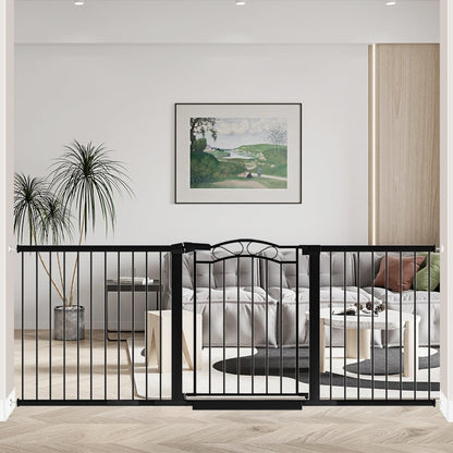 76.4"-81.8" Extra Wide Baby Gate for Stairs Doorways, Pressure Mount Pet Gate Auto Close Safety Child Gate, Long Large Dog Gate Indoor for House, 77 78 79 80 81 Inches Wide, Black