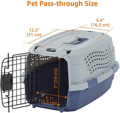 2-Door Top-Load Hard-Sided Pet Travel Carrier for Cats and Small Dogs, 19" L x 12.6" W x 10" H, Gray & Blue