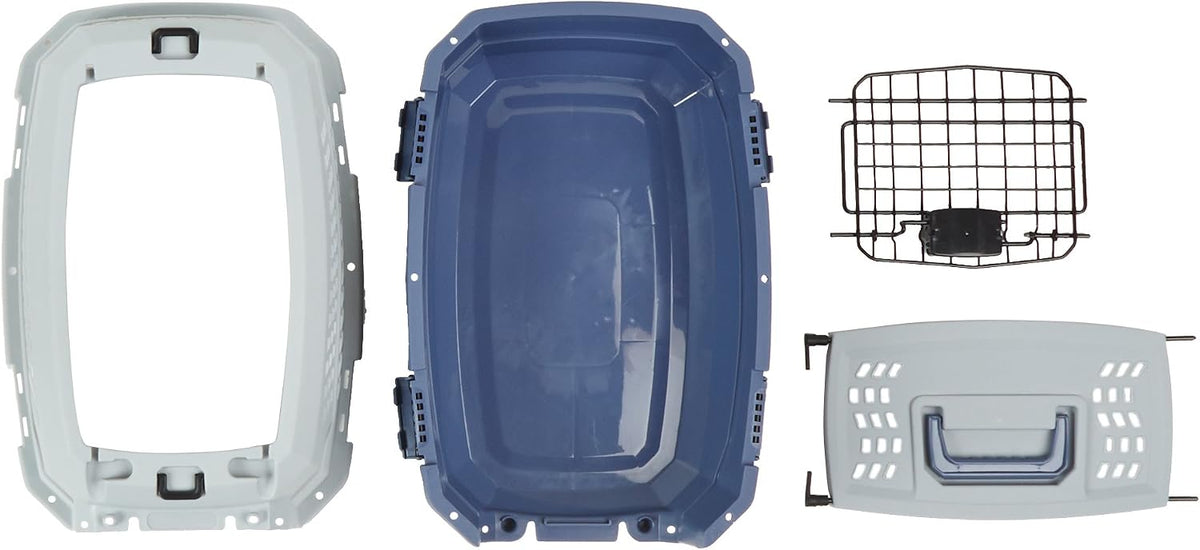 2-Door Top-Load Hard-Sided Pet Travel Carrier for Cats and Small Dogs, 19" L x 12.6" W x 10" H, Gray & Blue
