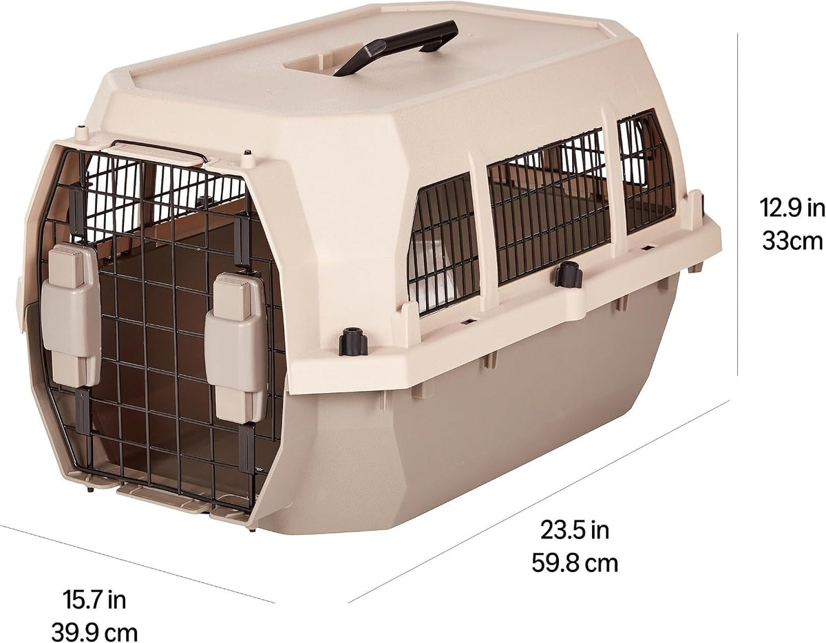 2-Door Top-Load Hard-Sided Pet Travel Carrier for Cats and Small Dogs, 19" L x 12.6" W x 10" H, Gray & Blue