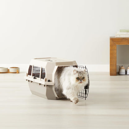 2-Door Top-Load Hard-Sided Pet Travel Carrier for Cats and Small Dogs, 19" L x 12.6" W x 10" H, Gray & Blue