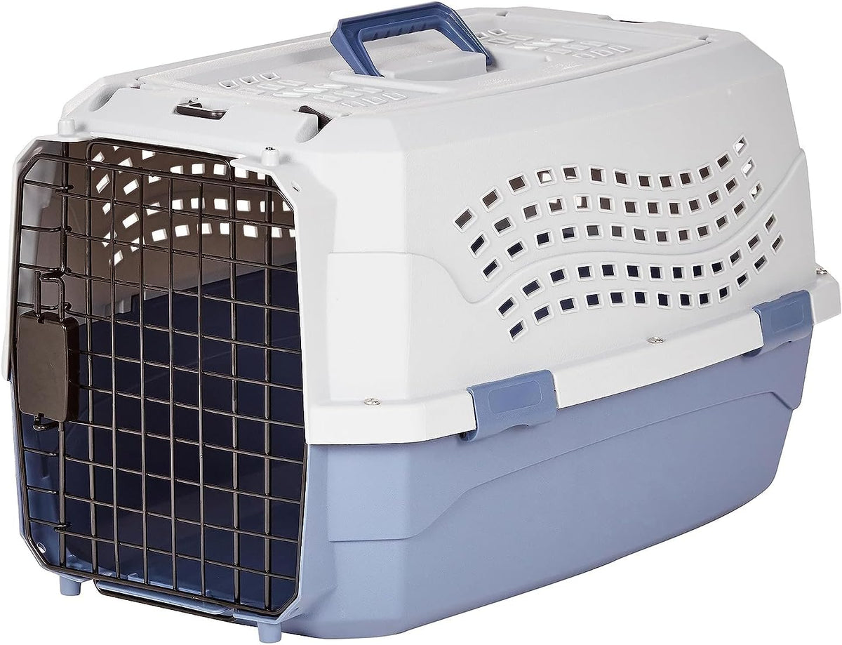 2-Door Top-Load Hard-Sided Pet Travel Carrier for Cats and Small Dogs, 19" L x 12.6" W x 10" H, Gray & Blue