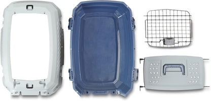 2-Door Top-Load Hard-Sided Pet Travel Carrier for Cats and Small Dogs, 19" L x 12.6" W x 10" H, Gray & Blue