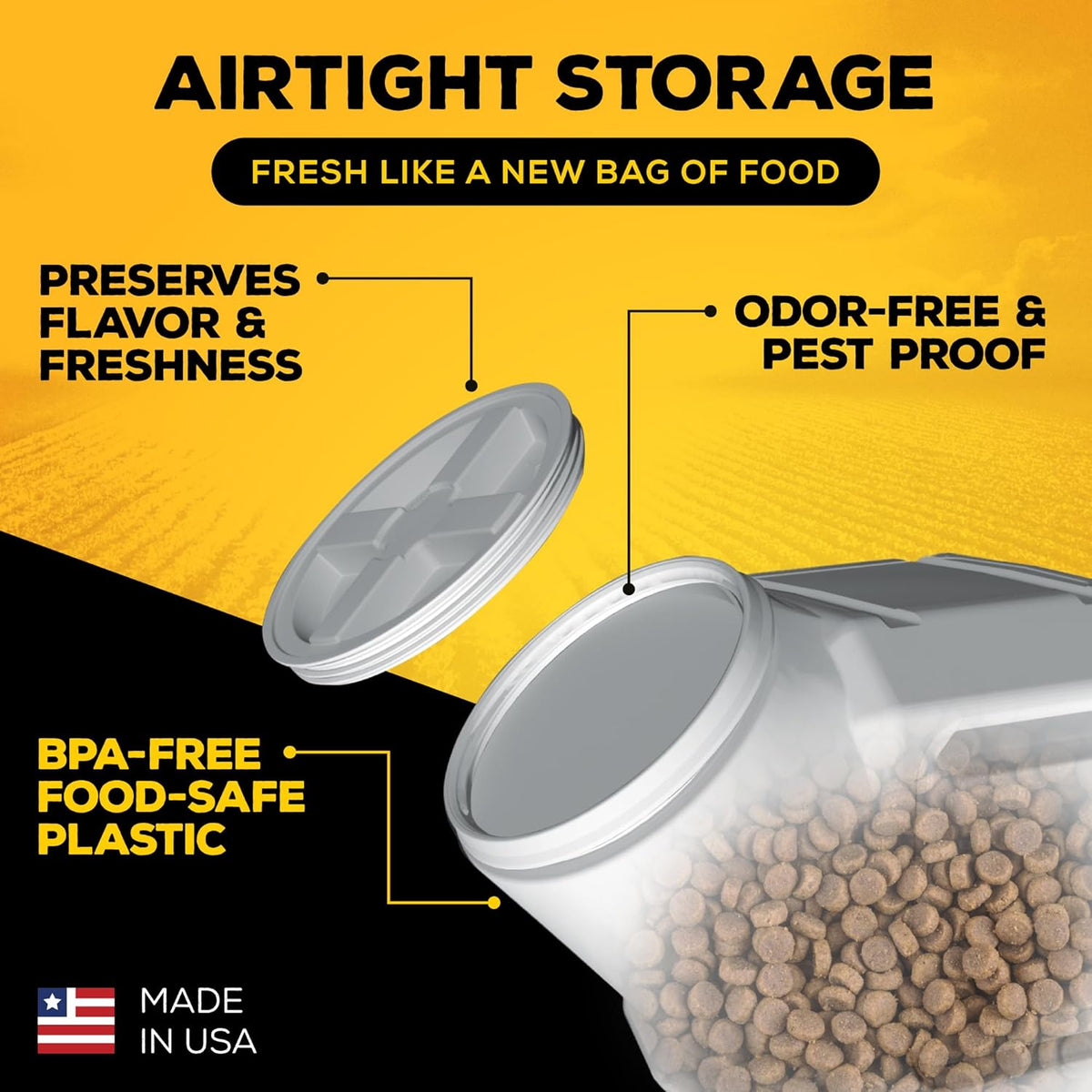 Vittles Vault Airtight Pet Food Storage Container + Scoop, Fits Up to 50lbs