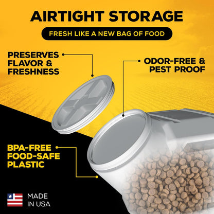Vittles Vault Airtight Pet Food Storage Container + Scoop, Fits Up to 50lbs