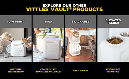 Vittles Vault Airtight Pet Food Storage Container + Scoop, Fits Up to 50lbs