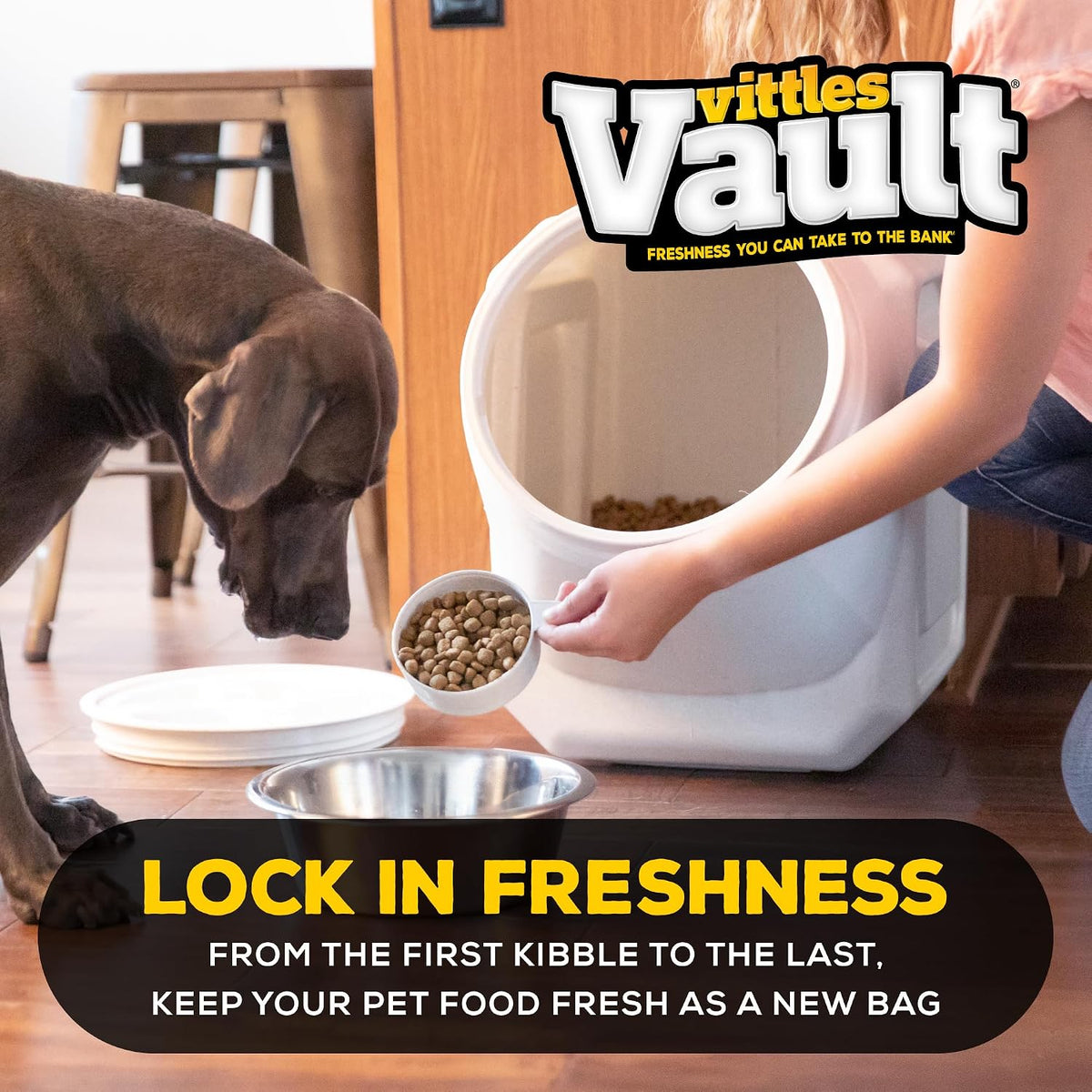 Vittles Vault Airtight Pet Food Storage Container + Scoop, Fits Up to 50lbs
