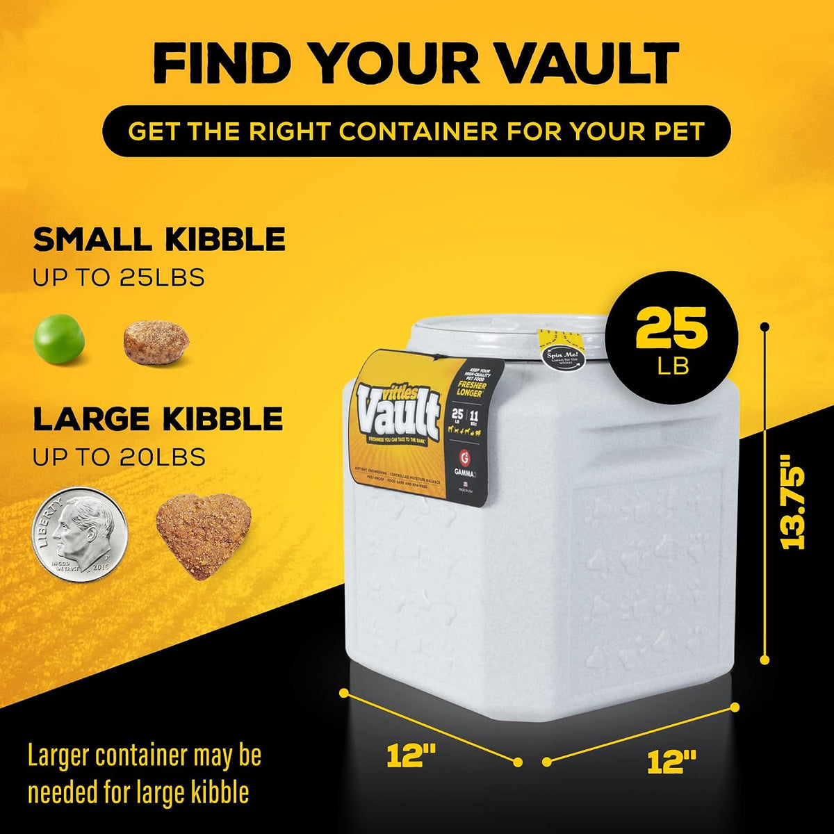 Vittles Vault Airtight Pet Food Storage Container + Scoop, Fits Up to 50lbs