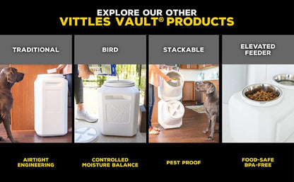 Vittles Vault Airtight Pet Food Storage Container + Scoop, Fits Up to 50lbs