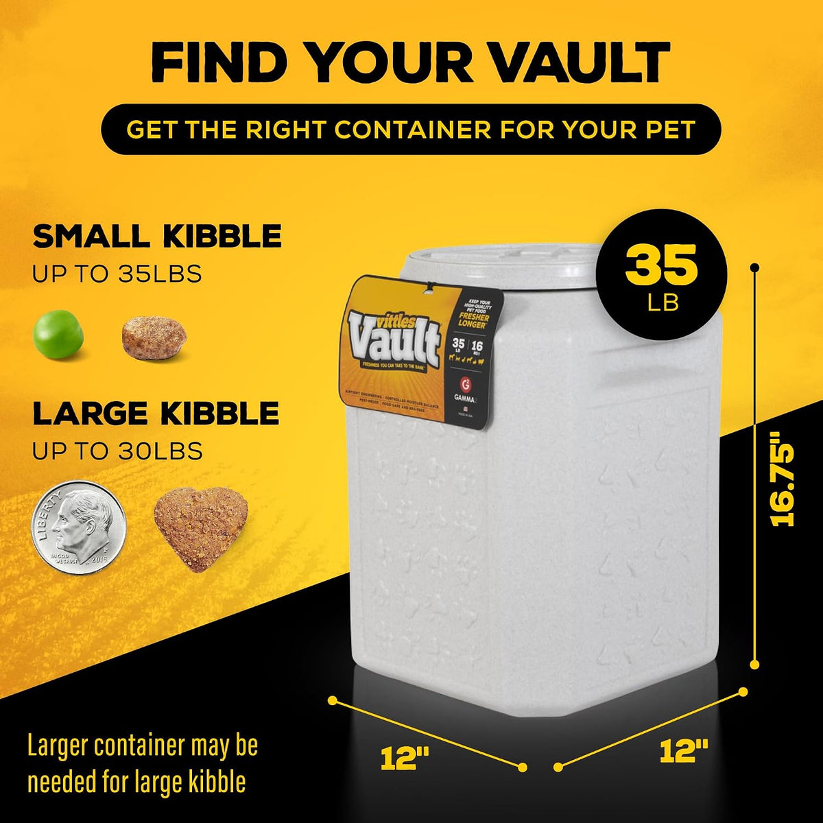 Vittles Vault Airtight Pet Food Storage Container + Scoop, Fits Up to 50lbs