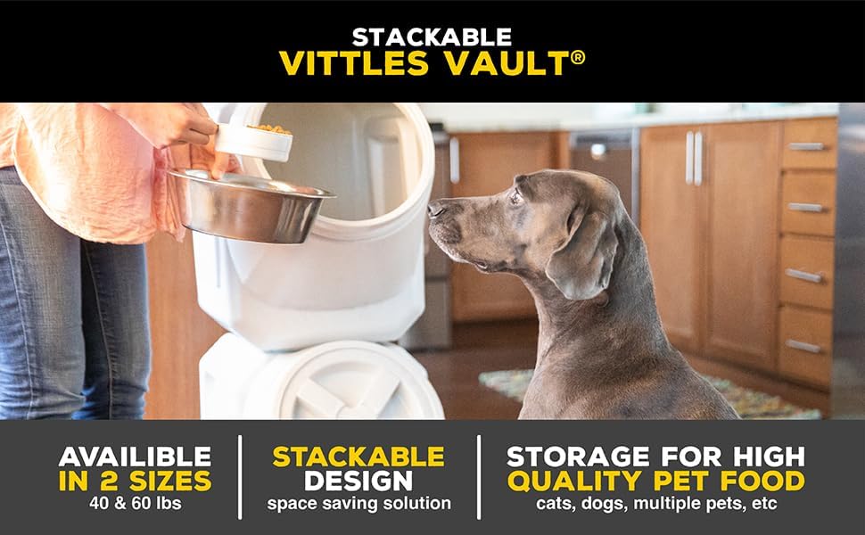 Vittles Vault Airtight Pet Food Storage Container + Scoop, Fits Up to 50lbs